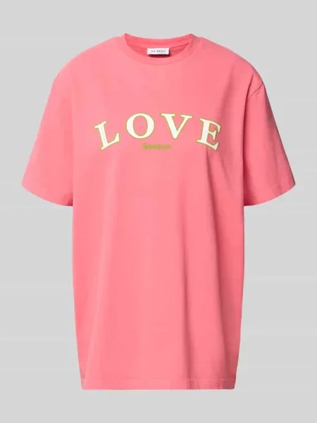 T-shirt z nadrukiem z napisem i okrągłym dekoltem Oh April