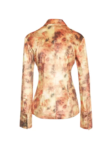 Cămașă Nanushka de catifea cu model floral cu imagine portocaliu