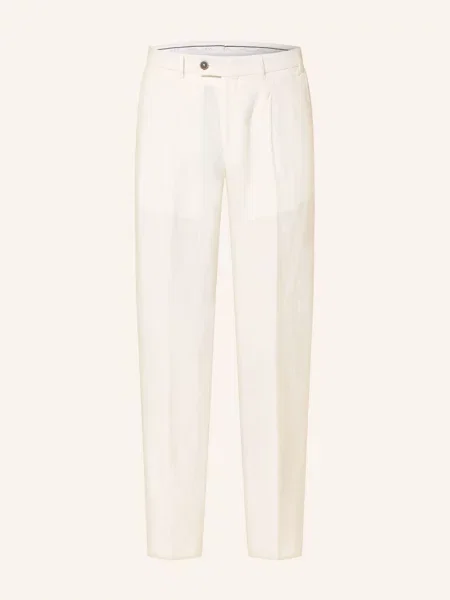 Hiltl Lněné Chino Kalhoty Primo Regular Fit krémová