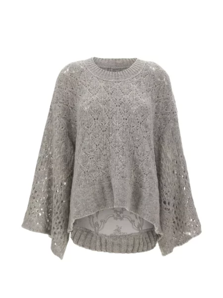 Poncho Maurizio Mykonos tricotate gri