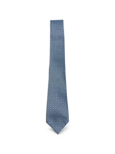 Cravată Zegna de mătase cu imprimeu geometric albastru