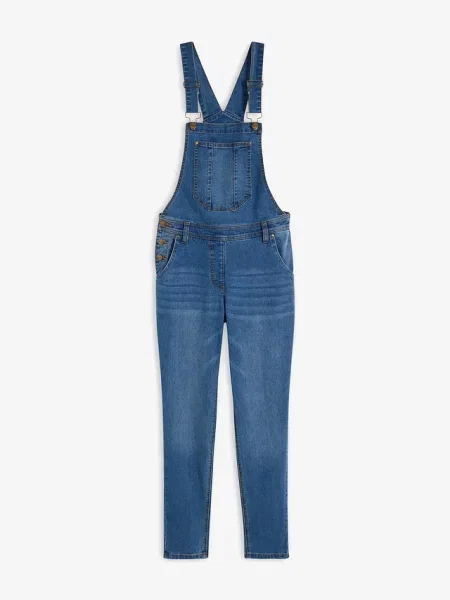 Ogrodniczki jeansowe o kroju boyfriend niebieski