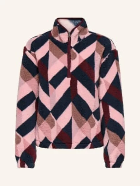 Only Sweter Typu Troyer Z Futerkiem Typu Teddy pink różowy