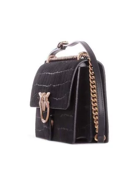 Pinko Geantă pe umăr LOVE ONE MINI DC | piele întoarsă negru