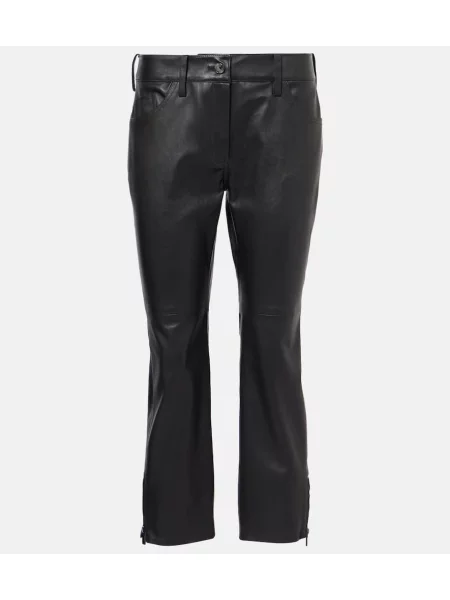 Spodnie Magda Butrym z niską talią skórzane czarne