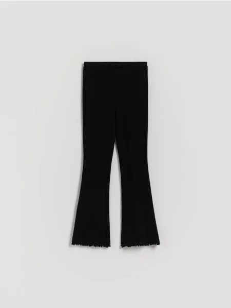 Reserved Dzianinowe legginsy w prążek czarny