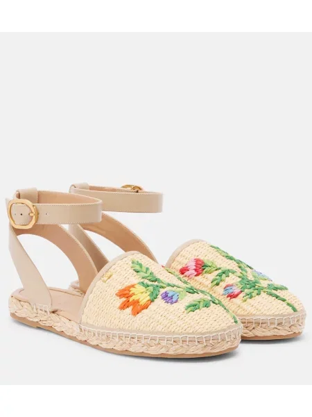 Espadrile Valentino Garavani cu broderie bej