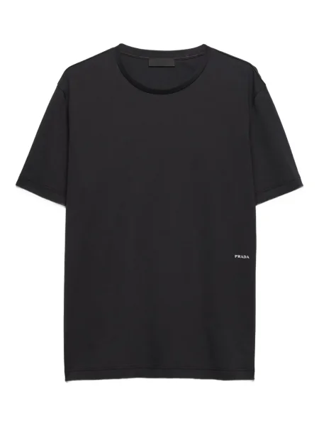 Tricou Prada cu broderie scurt negru