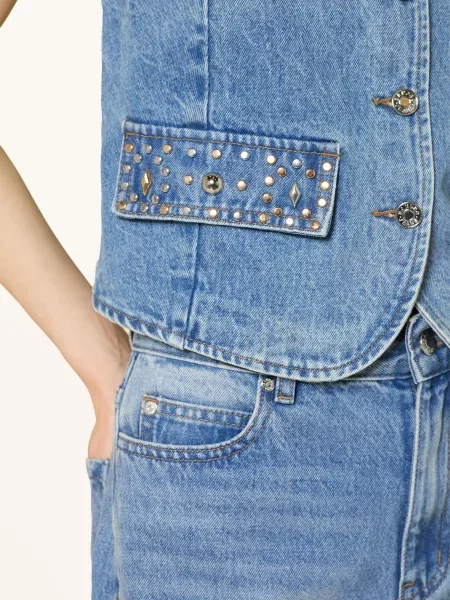 Sandro Kamizelka Jeansowa Z Nitami blau