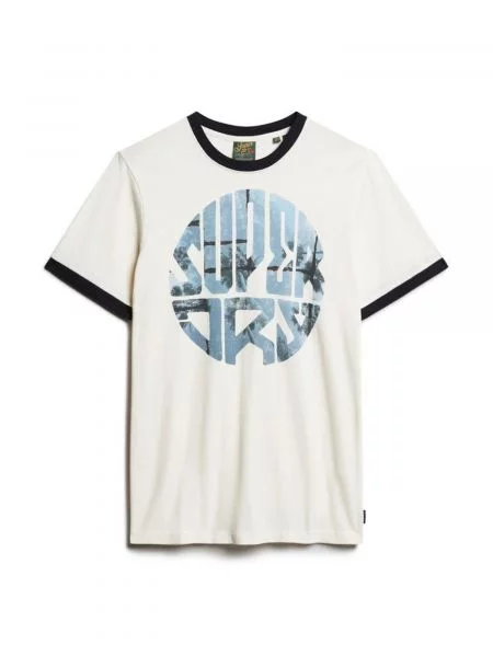 Tricou Superdry cu autograf alb