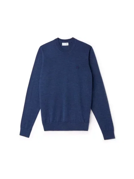 Sweter Lacoste w kolorze melanż z okrągłym dekoltem niebieski