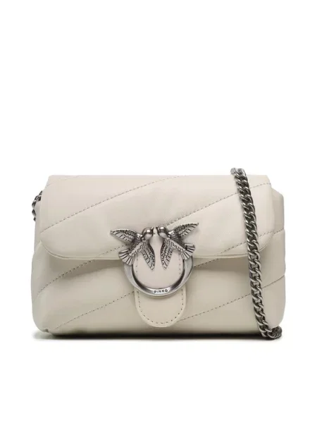 Pinko crossbody torbica usnjena bež
