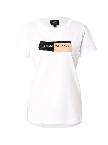 ARMANI EXCHANGE Tricou bej / negru alb
