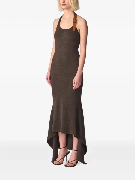 Cu centură rochie maxi Monse maro