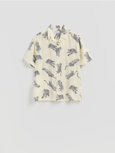 Reserved Cămașă cu model comfort fit crem