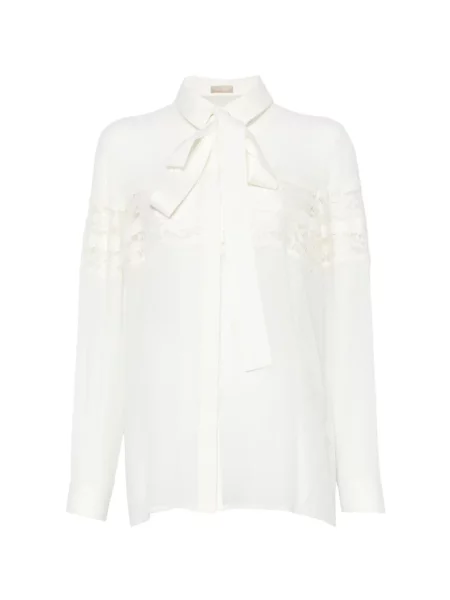 Cămașă Elie Saab din dantelă cu legături alb