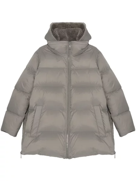 Kurtka puchowa Yves Salomon z kapturem szara