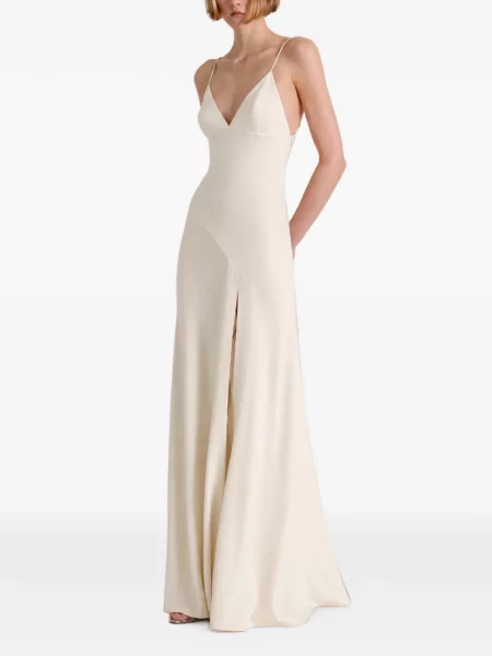 V-nyakú maxi ruha Alberta Ferretti fehér