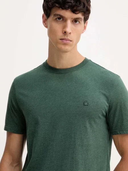 Меланжевая футболка United Colors Of Benetton зеленая