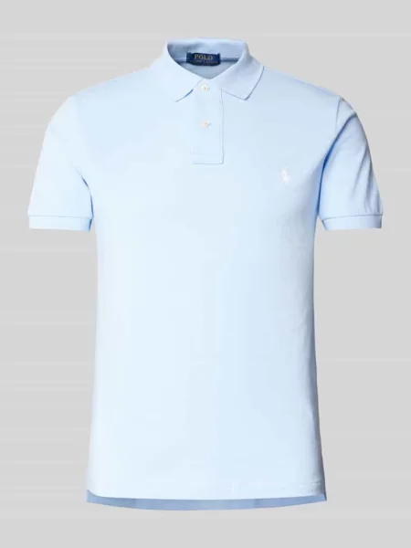 Koszulka polo o kroju slim fit z czystej bawełny Polo Ralph Lauren niebieska