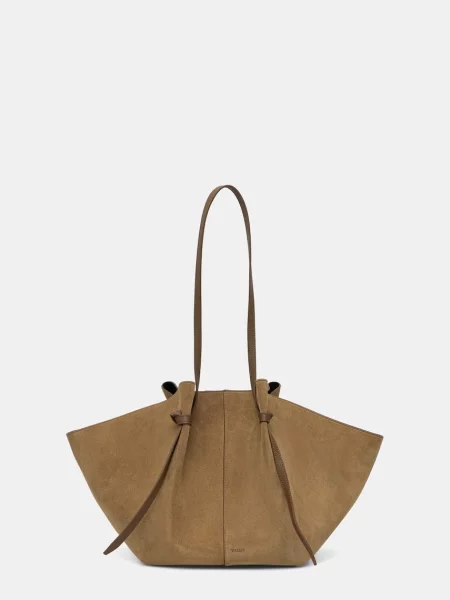 Yuzefi geantă shopper pentru femei din piele întoarsă LARGE MOCHI verde