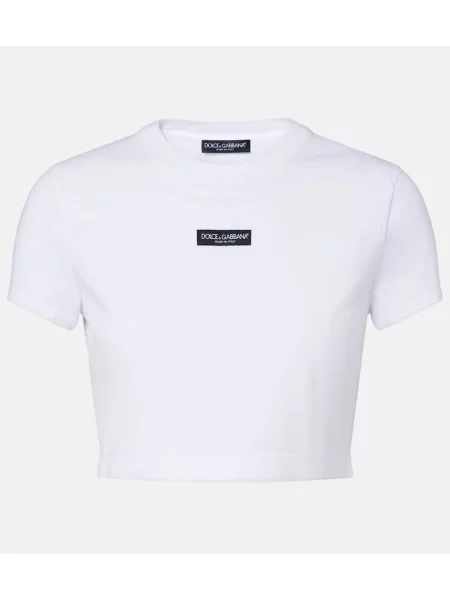 Decupat tricou Dolce&gabbana din jerseu cu autograf alb