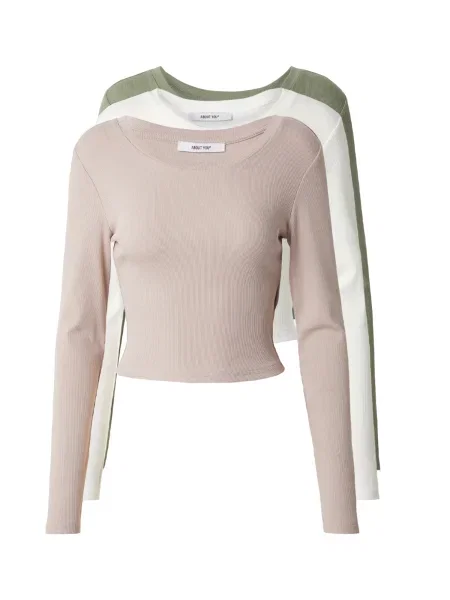 ABOUT YOU Tricou Loretta bej / verde alb