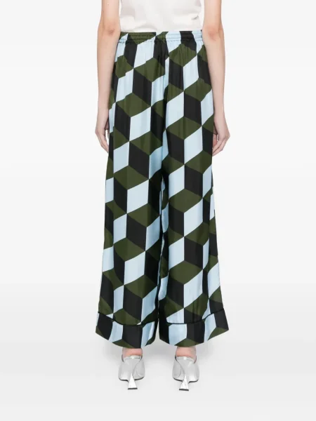 Pantaloni Cynthia Rowley cu imagine cu imprimeu geometric albastru