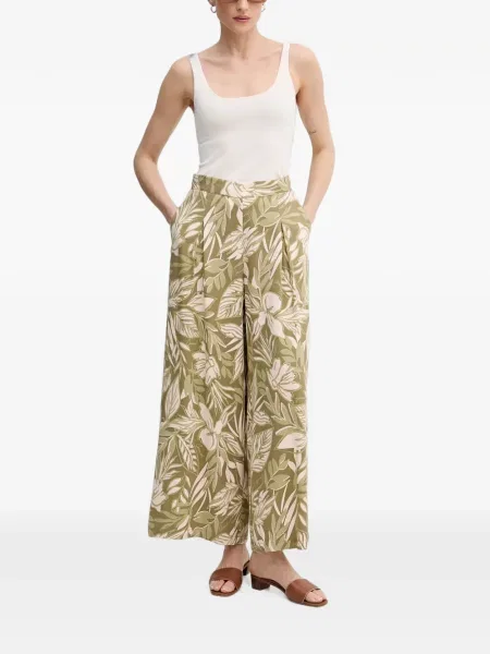 Pantaloni Gaudi cu model floral verde