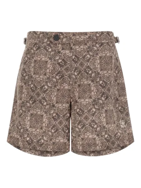 Kąpielówki Brunello Cucinelli z nadrukiem z wzorem paisley brązowe