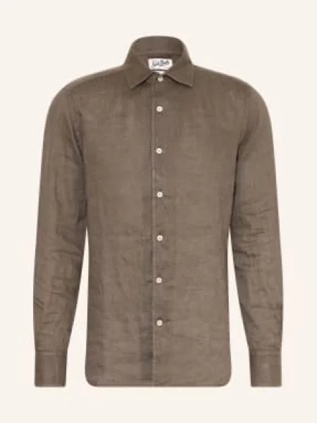 Saint Barth Lněná Košile Raphael Comfort Fit khaki