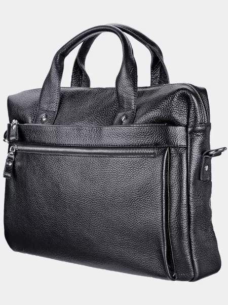 Кожаная сумка для ноутбука Shvigel черная