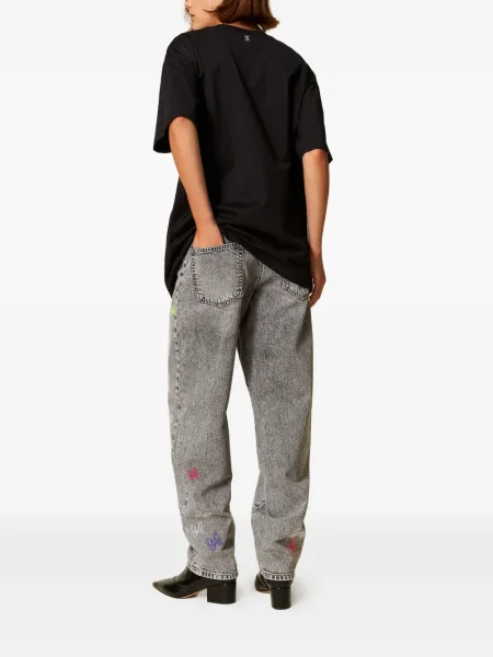 Blugi Twinset cu broderie gri