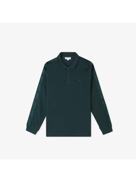 Lacoste Koszulka Polo Z Długim Rękawem Regular Fit Ciemnozielona zielony