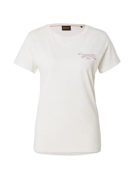 BOSS Tricou rubiniu / murdar alb
