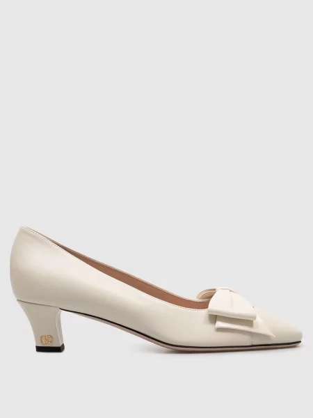 Кожаные туфли Valentino с бантом бежевые