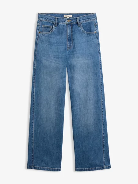 Jeansy wide leg z ozdobnymi szwami niebieskie