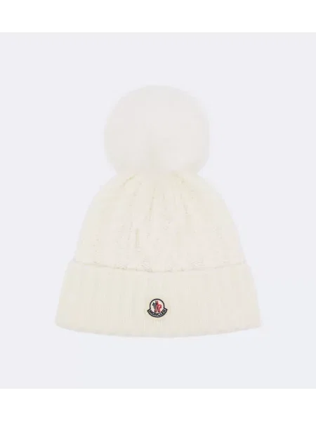 Căciulă Moncler de lână cu autograf alb