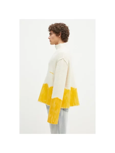 Sweter A-cold-wall* wełniany z wysokim kołnierzem beżowy