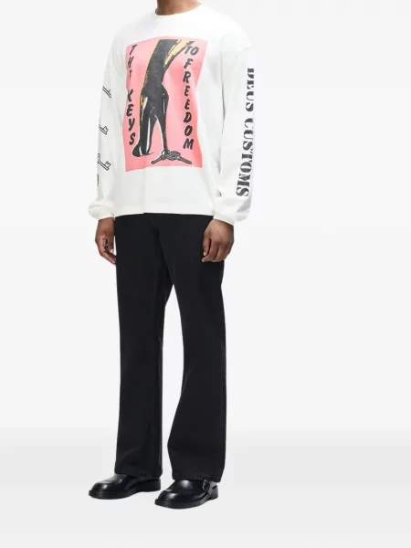 Lung tricou Deus Ex Machina cu imagine alb