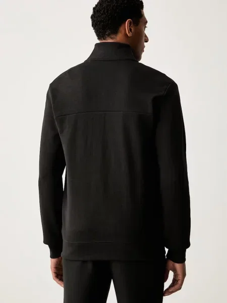U.S. Polo Assn. melegítőfelső férfi pamuttal LUXE DHM ZIP THROUGH FUNNEL fekete