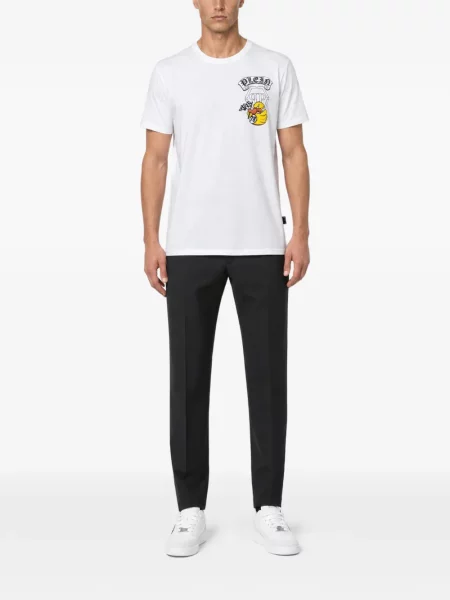 Tricou Philipp Plein din jerseu alb