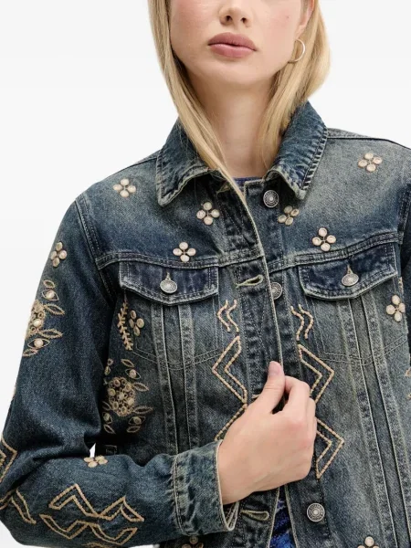 Geacă de blugi Desigual cu broderie albastru