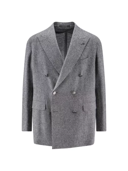 Sacou Tagliatore cu model herringbone cu două rânduri de nasturi gri