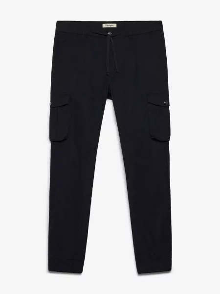 Spodnie bojówki regular fit z czystej bawełny tapered fit czarne