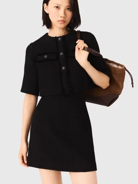 Твідова сукня Maje чорна