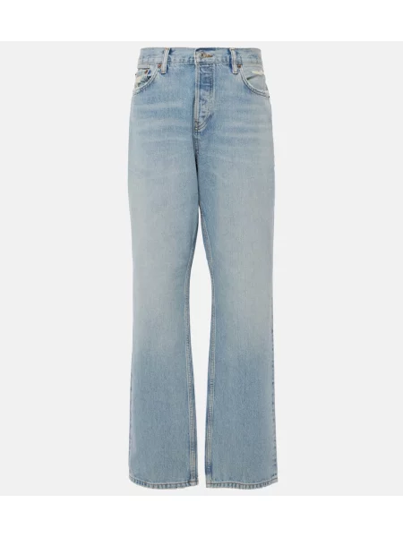 Blugi drepți Re/done cu talie înaltă albastru