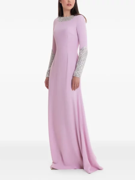 Rochie maxi Dina Melwani de cristal roz