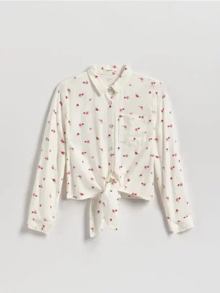 Reserved сорочка з квітковим принтом кремовий 