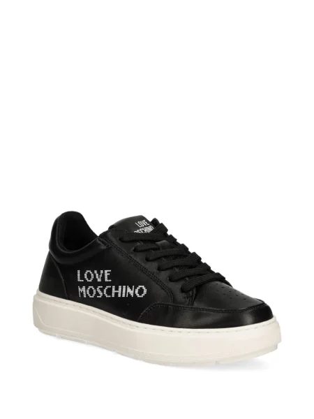 Sneakerși Love Moschino cu șireturi din dantelă negru